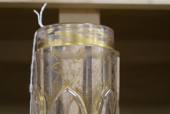A Bohemian gilt decorated glass vase height 28cm
